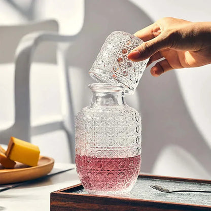Ensemble de carafes de nuit en verre élégant - Design exquis & utilité polyvalente