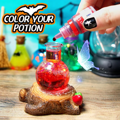 Kit de potions magiques DIY enchanteur pour enfants - 24 bouteilles, livre de sorts et accessoires magiques pour s'amuser à Halloween et Noël