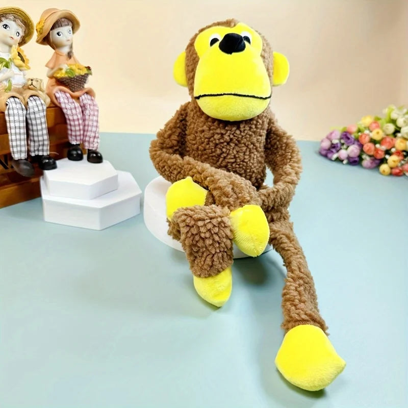 Floroux - Jouet en peluche doux et câlin en forme de singe pour chiens avec résistance aux morsures