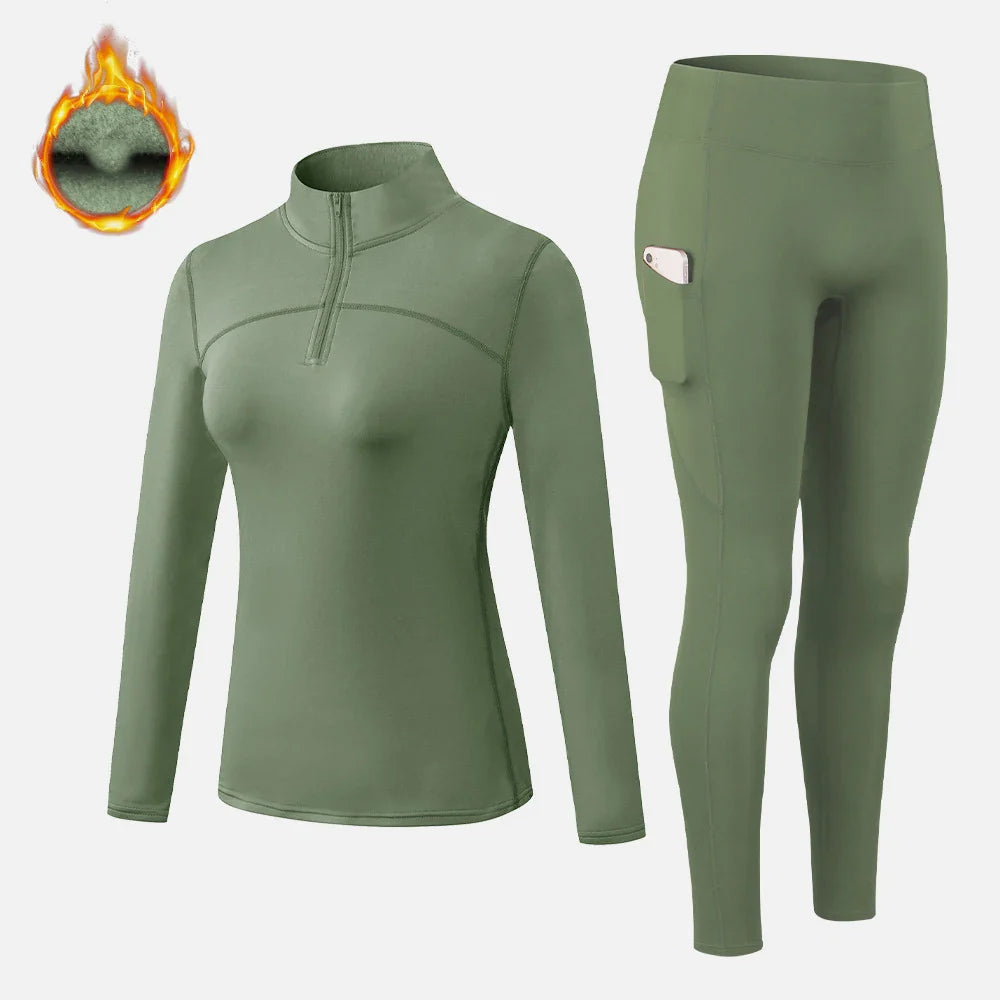 Ensemble de long johns thermiques chauds pour femmes - Sous-vêtements d'hiver confortables en seconde peau pour une utilisation active et décontractée