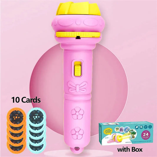 Set de projecteur de lampe torche créatif pour enfants - 10 cartes avec 80 motifs, parfait compagnon pour l'histoire au coucher