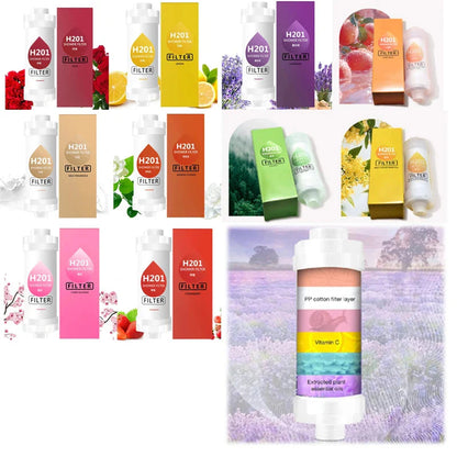 AromaGlow Filtre de Douche Parfumé - Adoucisseur d'Eau pour Cheveux et Peau