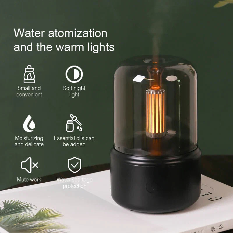Floroux Aroma Diffuser Retro | USB Humidifier for Essential Oils | With Night Light | For Home and Office
