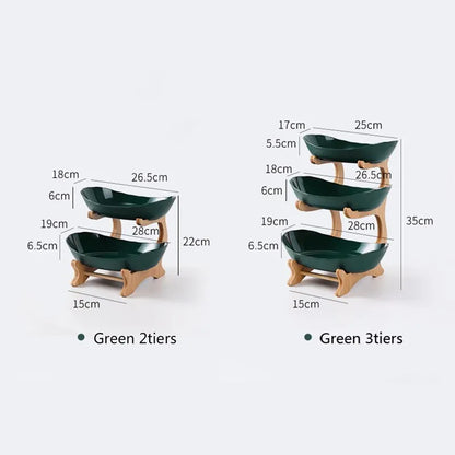 Vrudo Assiette à fruits et desserts en bois à trois couches