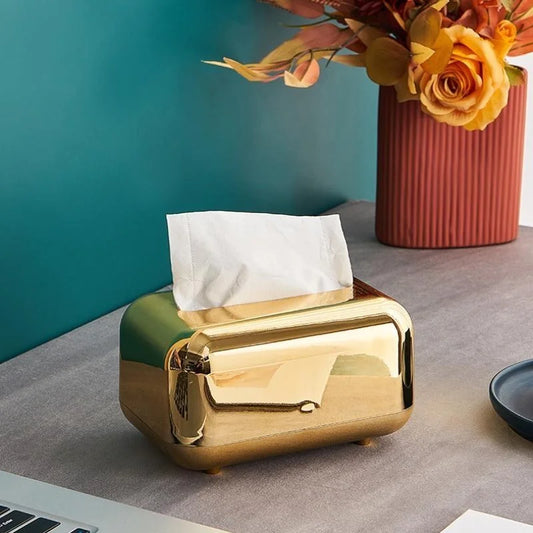 Amandi Porte-mouchoirs de luxe en or et argent – Organisateur élégant et durable pour espaces contemporains
