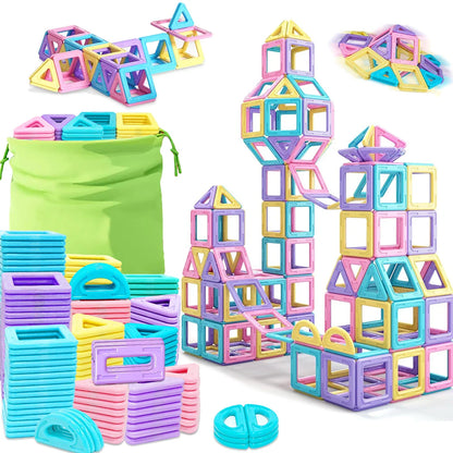 Ensemble de tuiles magnétiques créatives pour enfants - Jouet éducatif STEM pour garçons et filles, cadeau parfait pour un apprentissage amusant et engageant