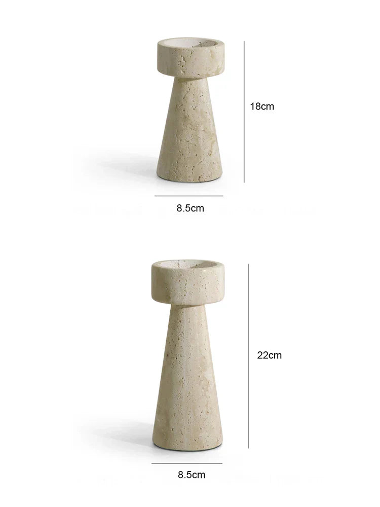 Floroux Candle Holder in Travertine Look | Modern Design | Atmospheric Lighting | Versatile Decoration
