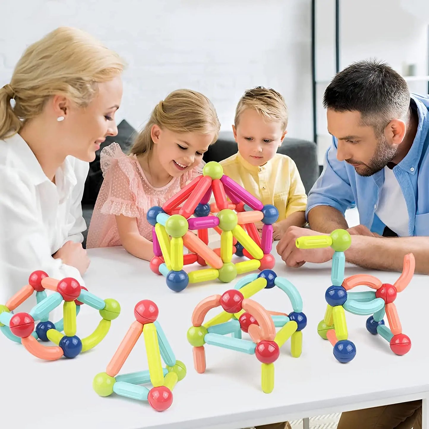 Set de blocs de construction magnétiques pour enfants - Jouet éducatif Montessori pour tout-petits, cadeau de construction créatif magnétique