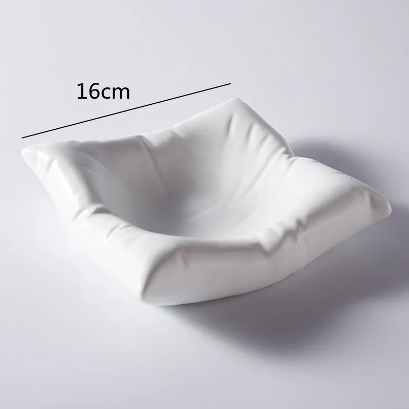 Floroux Creative Ceramic Bowl | Imitation Cushion Design | Elegant Tableware