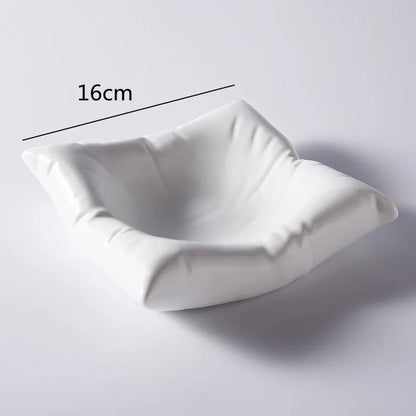 Floroux Creative Ceramic Bowl | Imitation Cushion Design | Elegant Tableware