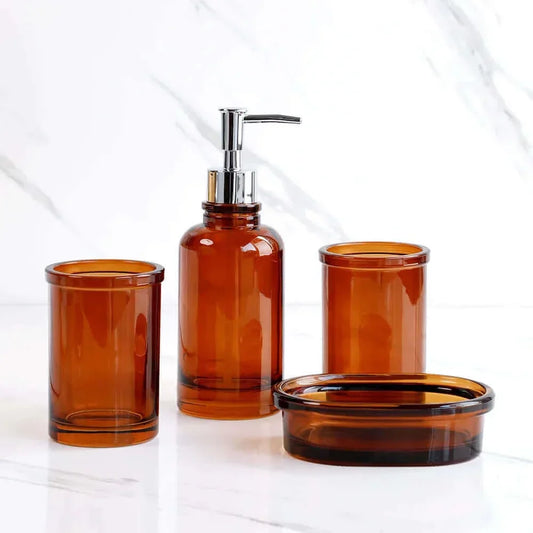 Ensemble d'accessoires de salle de bain modernes en verre teinté