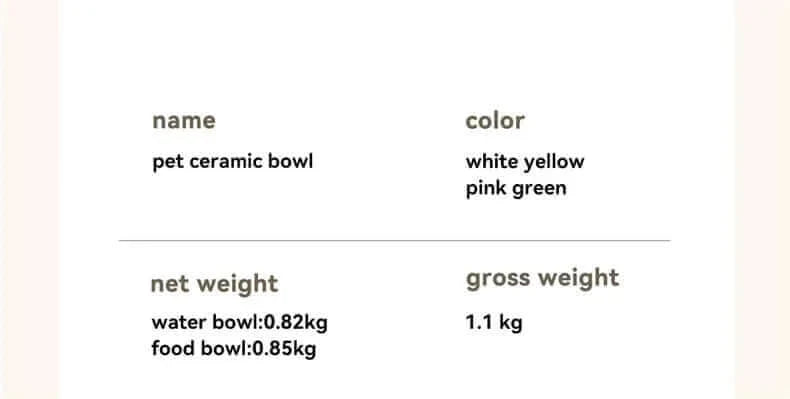 Bol en céramique pour chats avec trois pieds, pour nourriture et eau