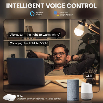 Ampoule LED Bluetooth Tuya Smart E27 9W - WiFi RGB Dimmable Contrôle via SmartLife Google Alexa Apps