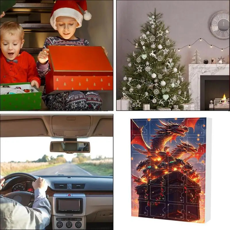 Calendrier de l'Avent Dinosaure en Acrylique – 24 Pendentifs Colorés pour Arbre de Noël & Sac à Dos, Cadeau de Vacances Amusant