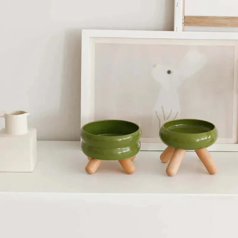 Bol en céramique pour chats avec trois pieds, pour nourriture et eau