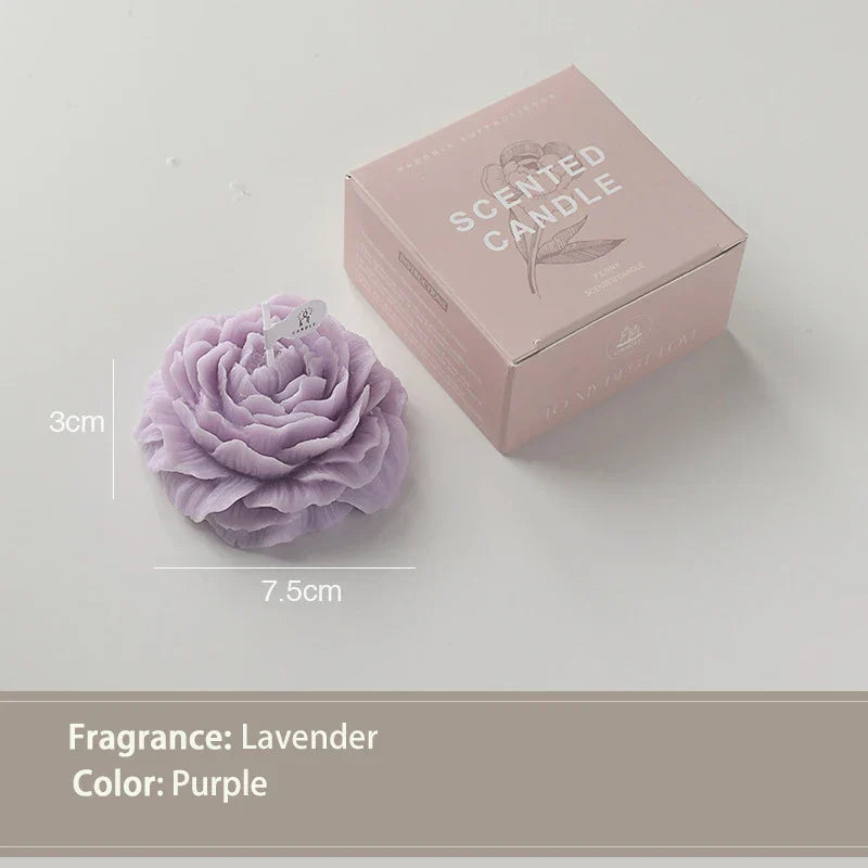 Bougies en cire d'abeille parfumées en forme de pivoine