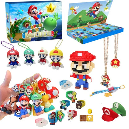 Calendrier de l'Avent Super Mario Bros 24 Jours - Jouets d'Action Anime Mignons & Ornements en Poupée pour Cadeau de Noël pour Enfants