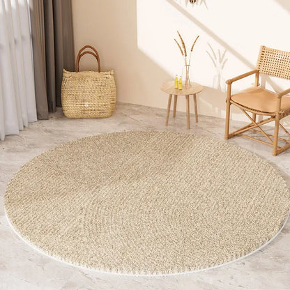 Tapis Wabi-Sabi Rond – Grand tapis antidérapant au look bois pour salon et chambre