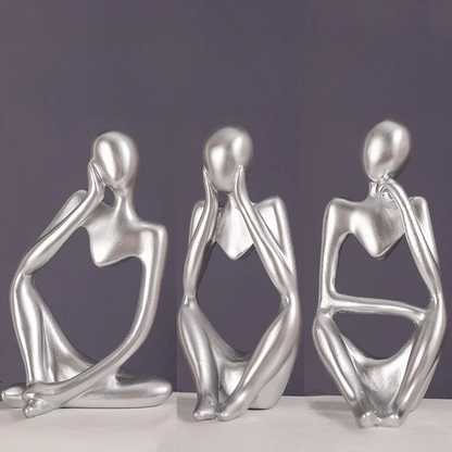 Ensemble de sculptures nordiques modernes 'Le Penseur' comme décoration élégante pour le salon et le bureau