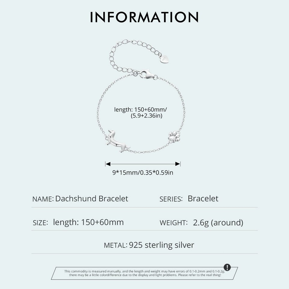 Bracelet charmant avec un mignon pendentif de teckel