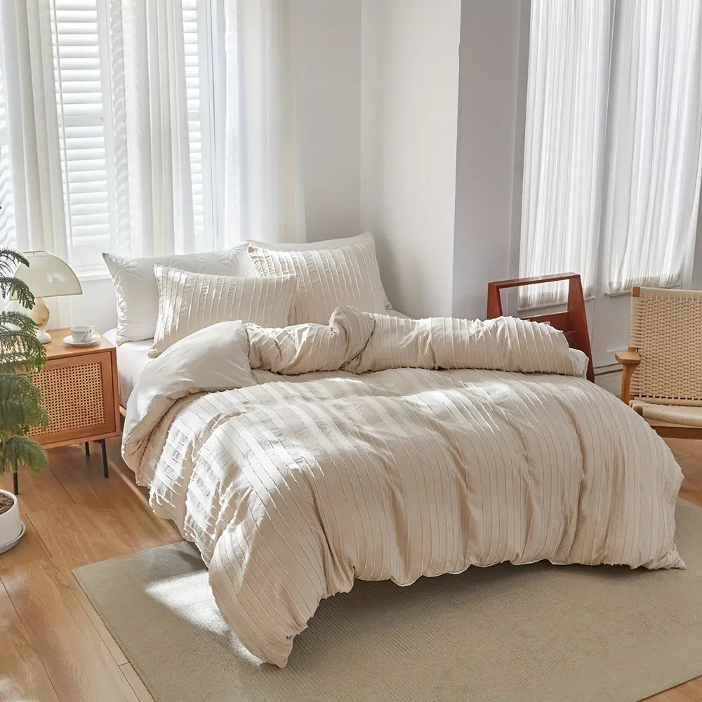 Couette – Broderie rayée – Housse de couette