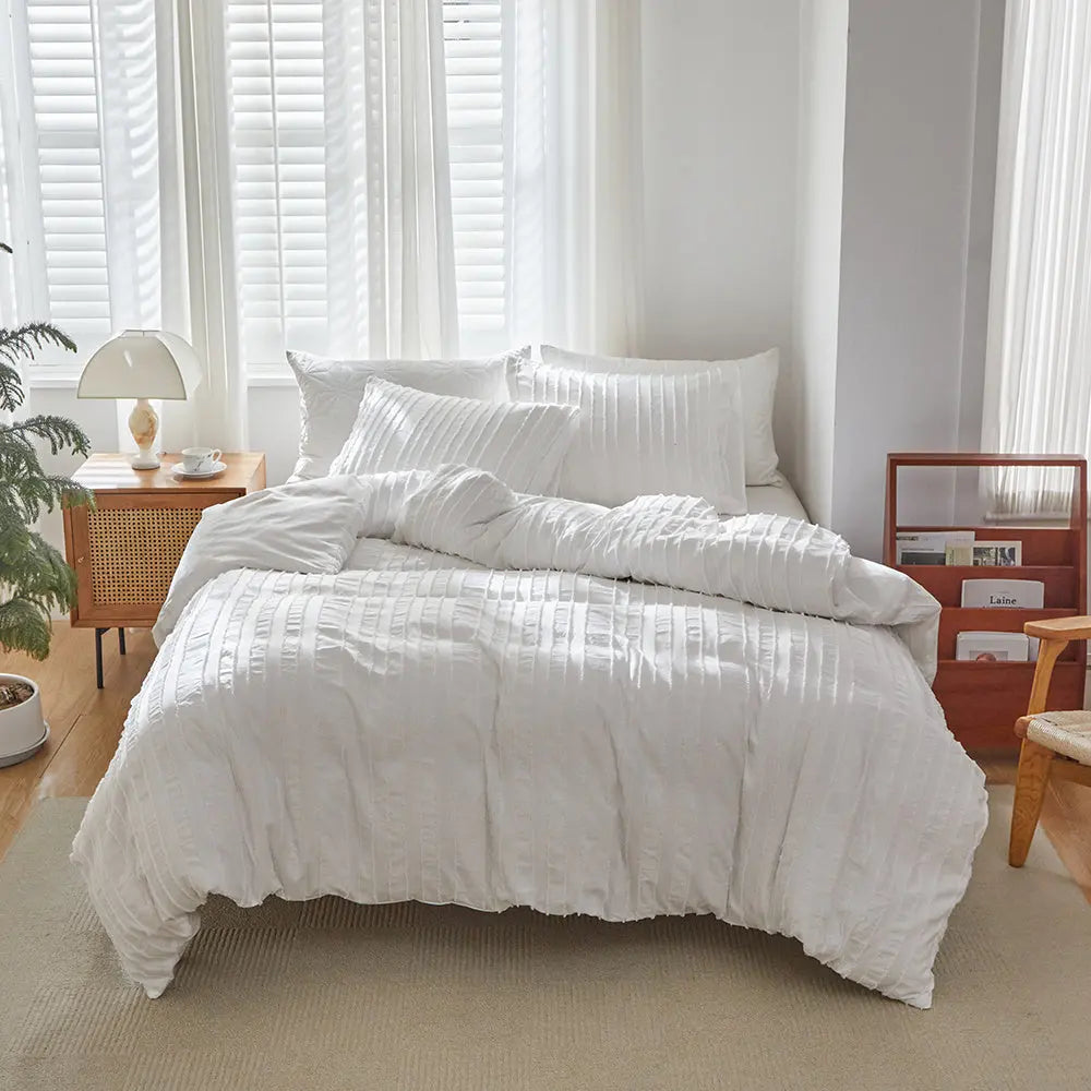 Duvet – Broderie rayée – Housse de couette