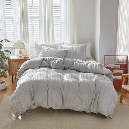 Duvet – Broderie rayée – Housse de couette