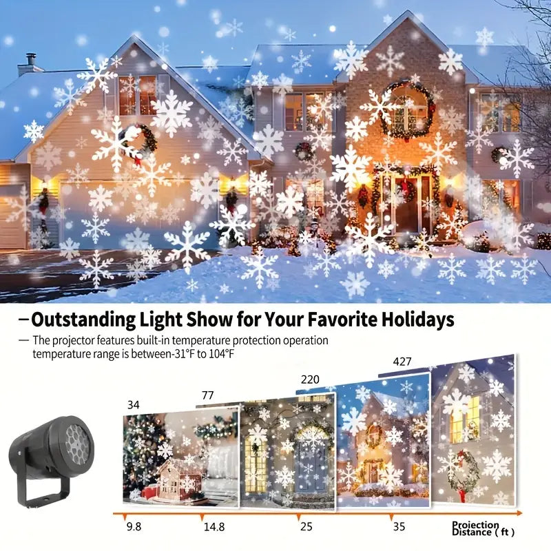 Floroux Christmas Projector | Snowflake Light Show | Indoor and Outdoor Festive Lighting