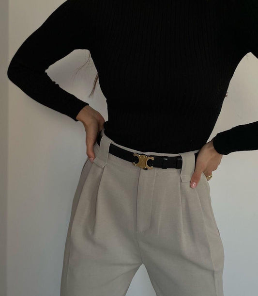 EleganceBelt - Ceinture en Cuir de Luxe avec Détails Dorés