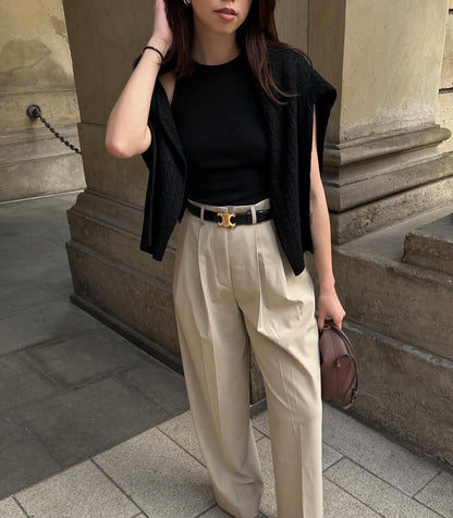 EleganceBelt - Ceinture en Cuir de Luxe avec Détails Dorés