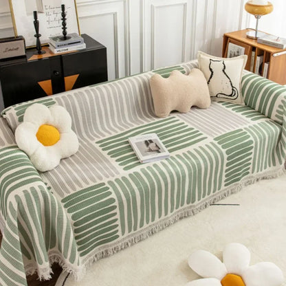 Floroux - Housse de canapé avec bord à franges