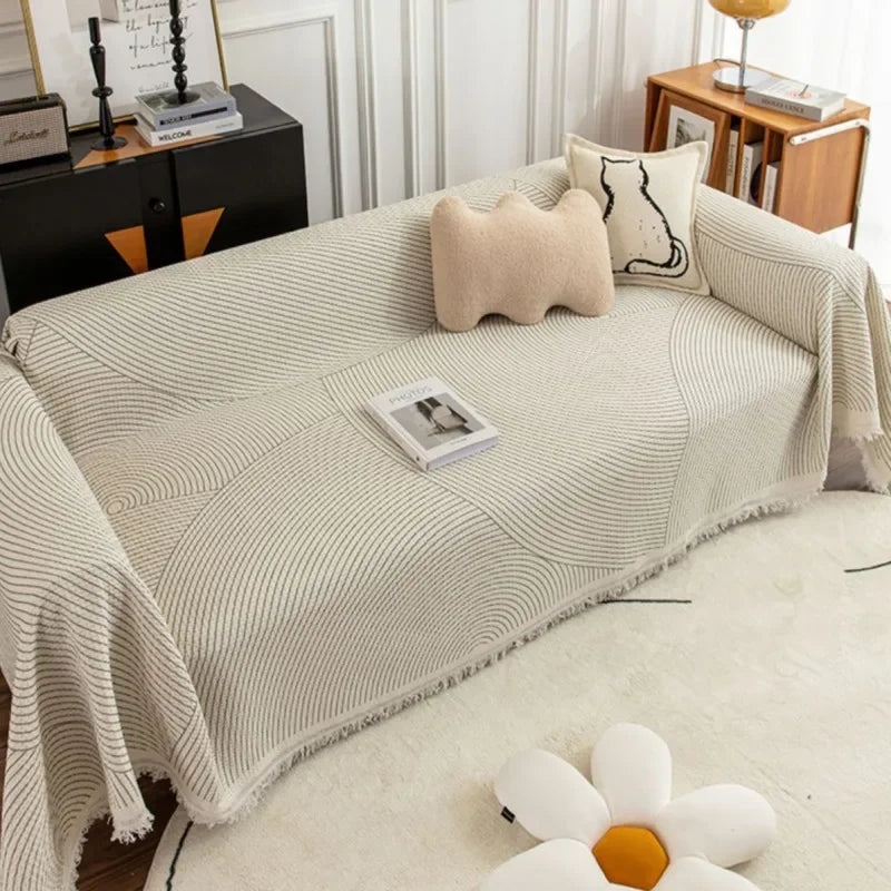 Floroux - Housse de canapé avec bord à franges