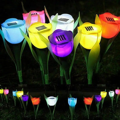 Floroux – Lampes de jardin à tulipes alimentées par énergie solaire
