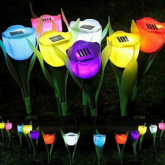 Floroux – Lampes de jardin à tulipes alimentées par énergie solaire