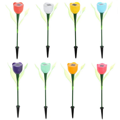 Floroux – Lampes de jardin à tulipes alimentées par énergie solaire