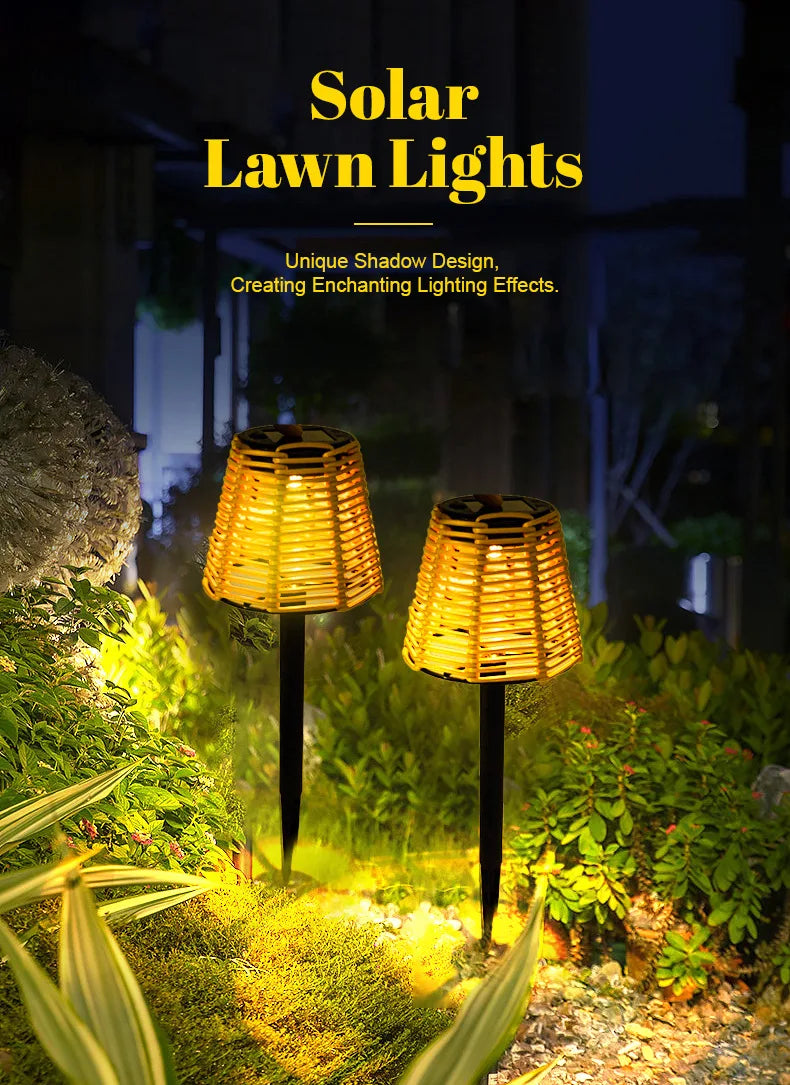 Floroux - Torches solaires en rotin