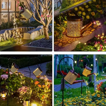 Lumière de cascade solaire | Arrosoir lanterne en métal lumière de jardin