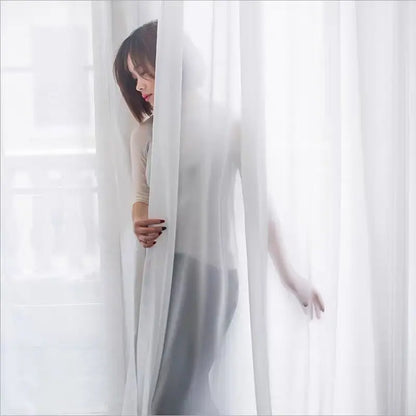 Floroux - Rideaux en tulle blanc en tulle transparent