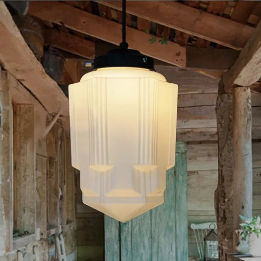 LumiNéo – Suspension Géométrique en Verre Givré Moderne