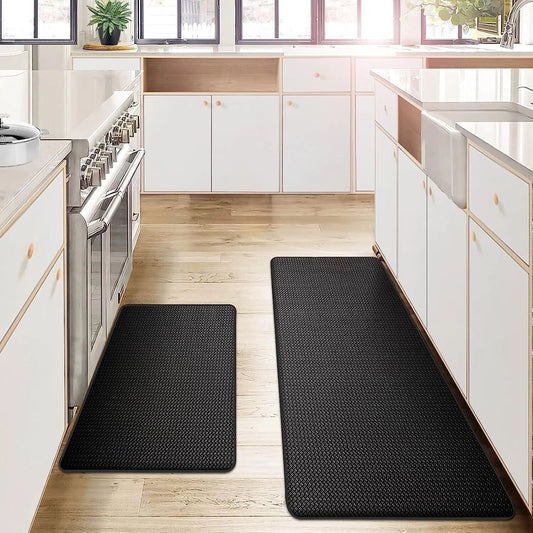Tapis de cuisine ergonomique anti-fatigue, antidérapant, noir, étanche