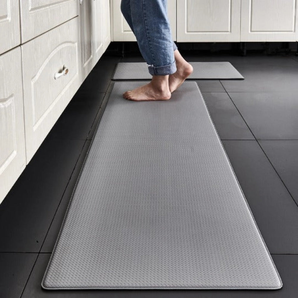 Tapis de cuisine ergonomique anti-fatigue, antidérapant, noir, étanche