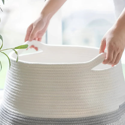 Panier à linge tissé bicolore élégant - Panier à vêtements de designer
