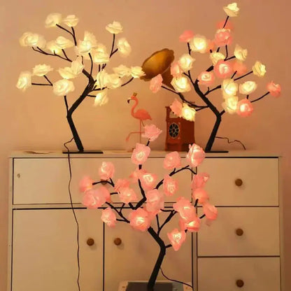 FleurLumière - Lampe de Table Éclairante en Forme de Rose