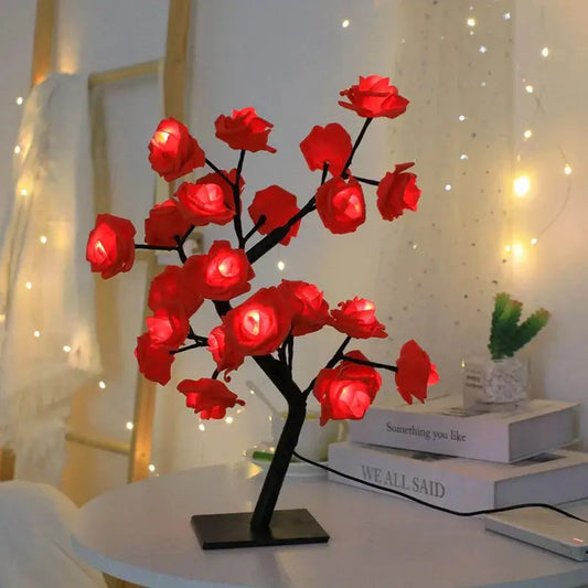FleurLumière - Lampe de Table Éclairante en Forme de Rose