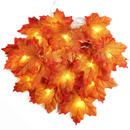 Décoration de porte de vacances | Guirlande lumineuse LED en feuilles d'érable
