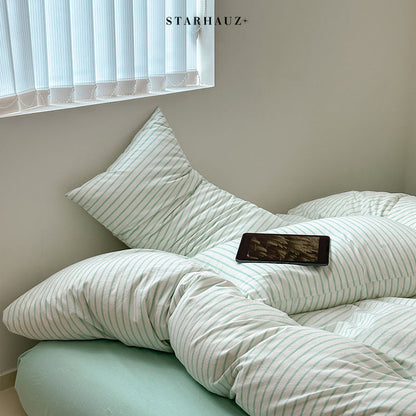 Floroux Ensemble de literie à rayures rétro