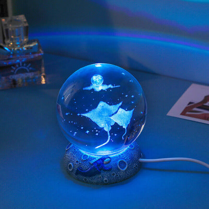 Floroux Crystal Sphere Night Light | LED Underwater World Lamp | Ambient Light & Home Decoration