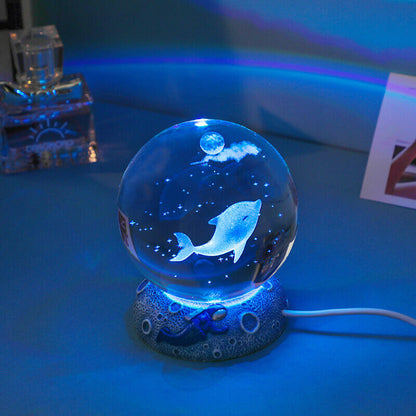 Floroux Crystal Sphere Night Light | LED Underwater World Lamp | Ambient Light & Home Decoration