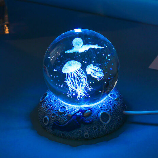 Floroux Crystal Sphere Night Light | LED Underwater World Lamp | Ambient Light & Home Decoration
