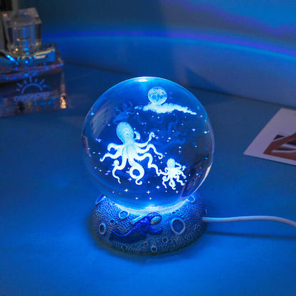 Floroux Crystal Sphere Night Light | LED Underwater World Lamp | Ambient Light & Home Decoration